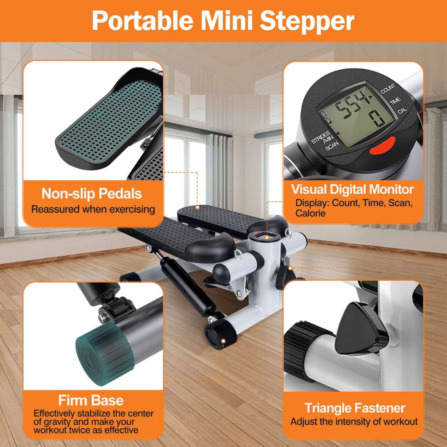 mini fitness stepper home workout machine with LCD