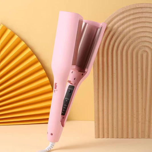 hair curling iron creating deep wave hairstyle