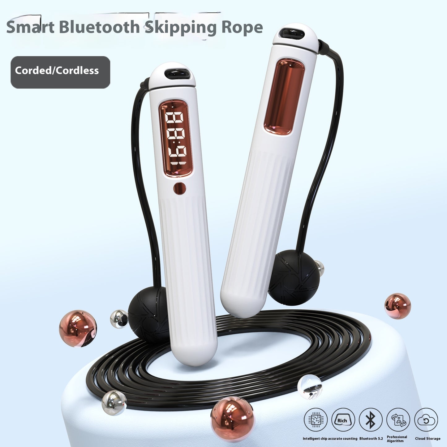 smart jump rope in use during home workout