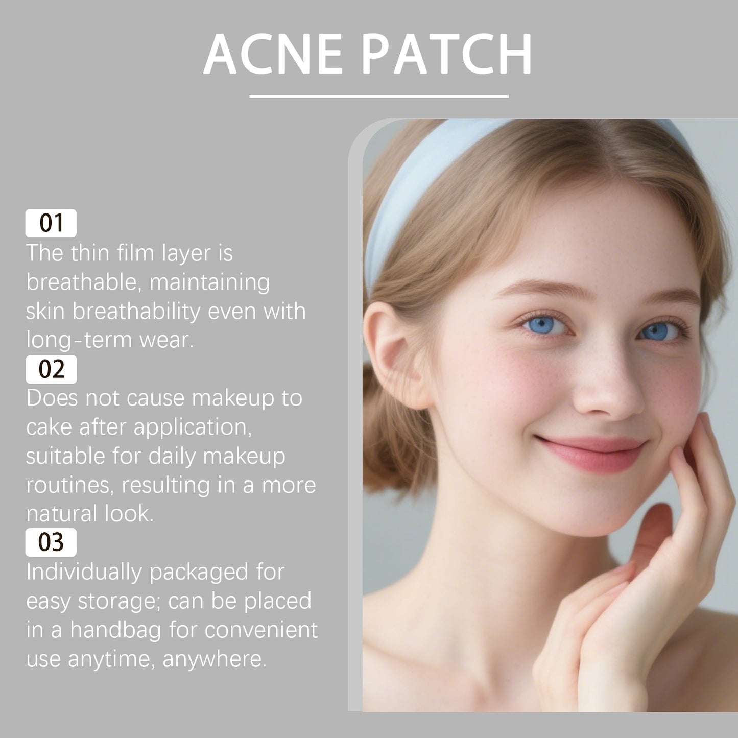 Acne patches stored inside compact travel skincare organizer