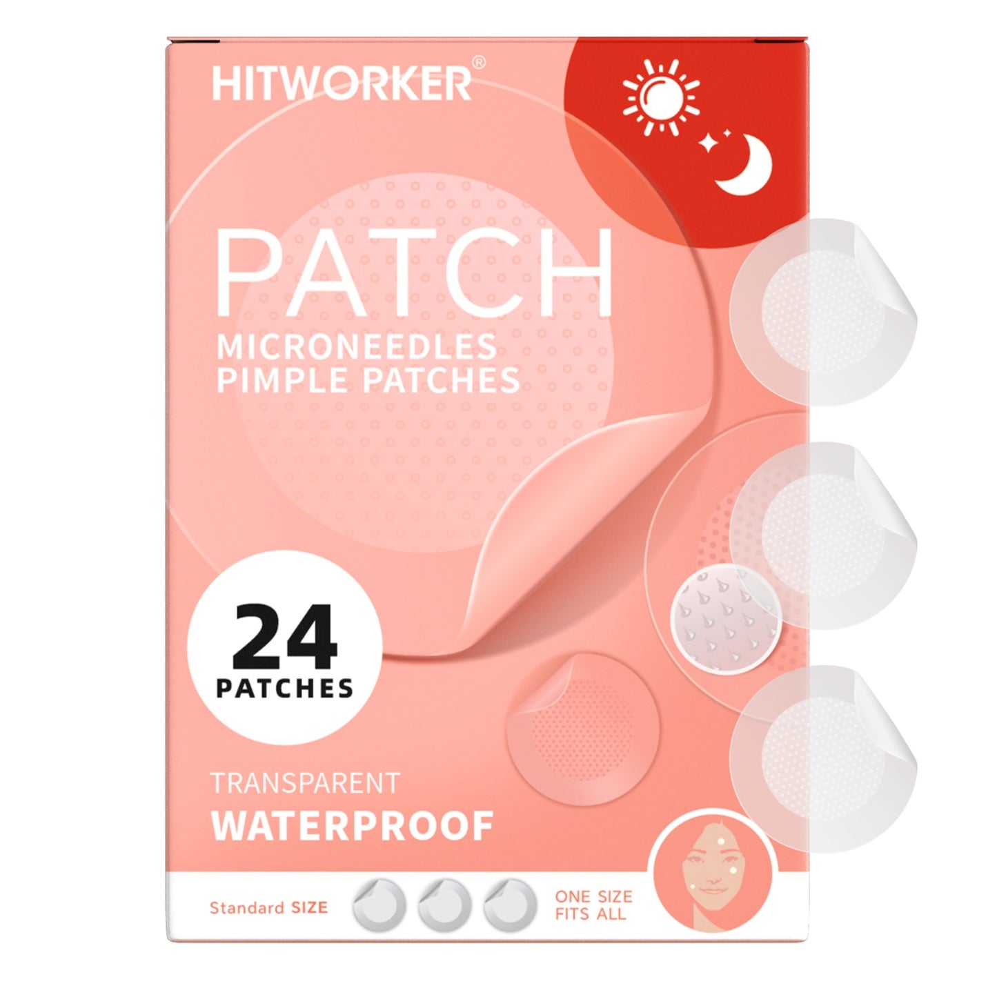 Waterproof pimple patches beside skincare products on countertop