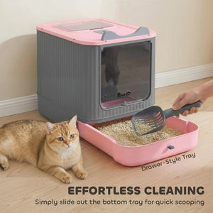 Enclosed Cat Litter Box with Top Exit & Odor Control