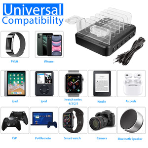 6-Port USB Smart Charging Station with Stand