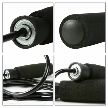 Speed jump rope in use during home workout