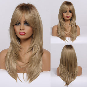 Long Straight Hair Wig with Side Bangs