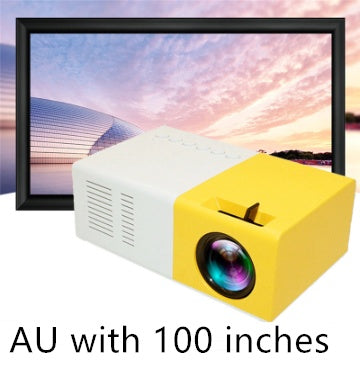 Portable LED projector showing HDMI and USB ports