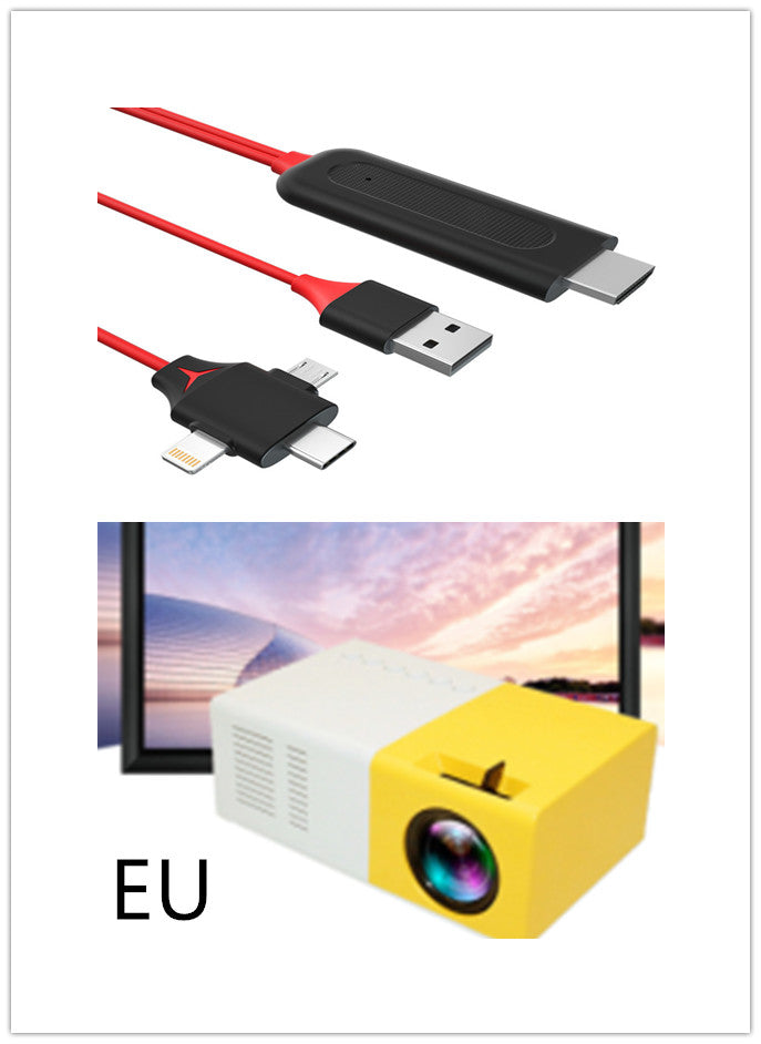 Portable LED projector showing HDMI and USB ports