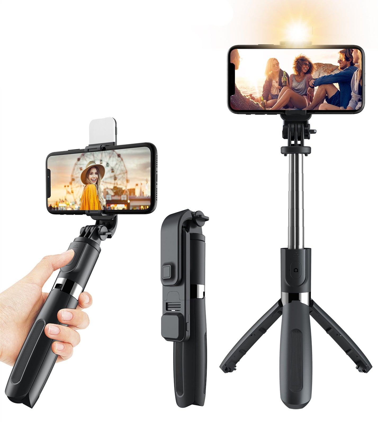 bluetooth selfie stick tripod foldable