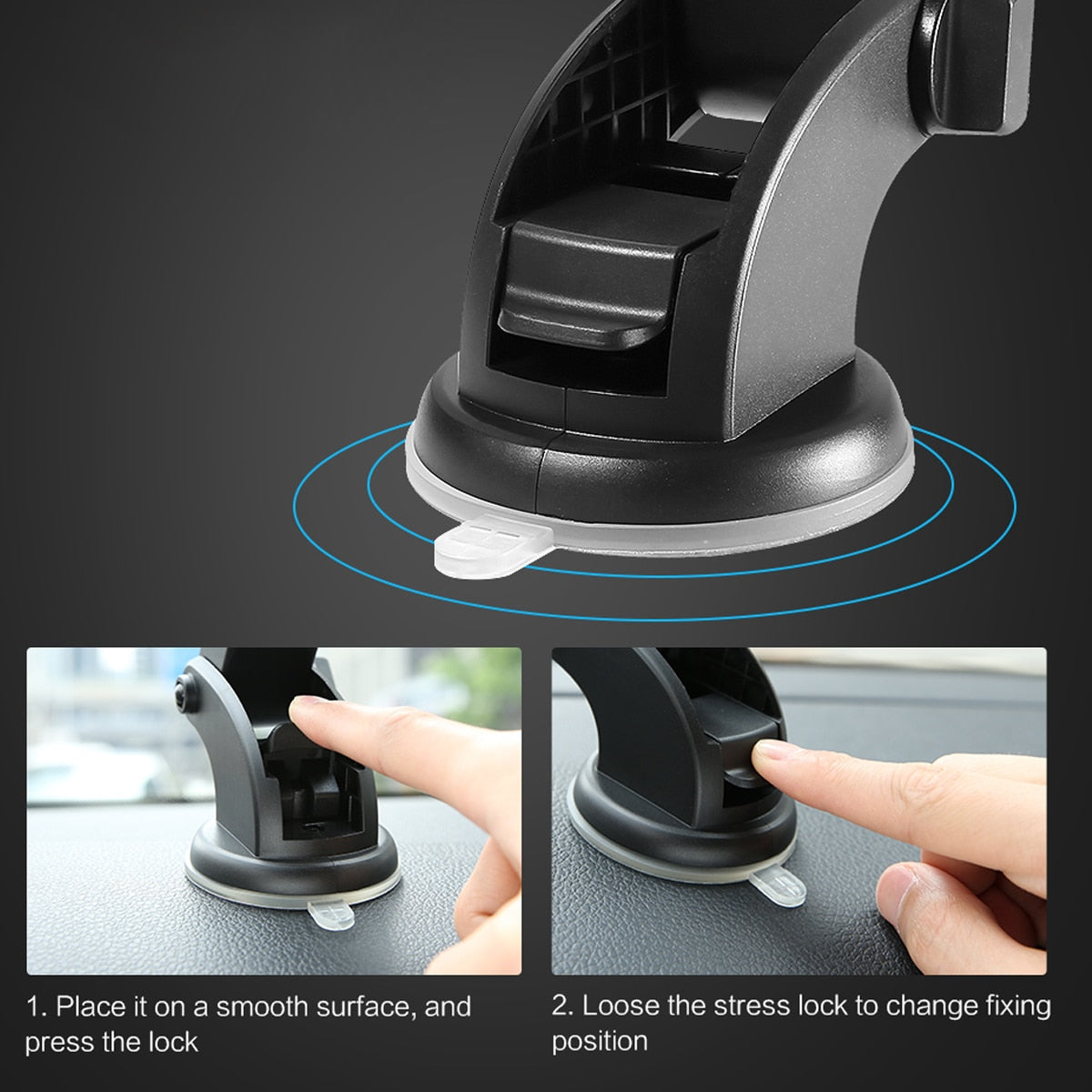 car phone holder telescopic dashboard suction mount