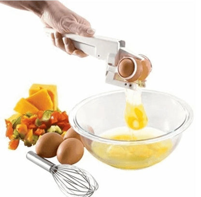 egg cracker tool opening egg cleanly into bowl