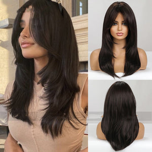 Long Straight Hair Wig with Side Bangs