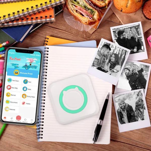 Pocket Wireless Thermal Printer Portable Mini Sticker Maker Machine Rechargeable Inkless Photo Printer For Printing Label Journal Study Notes Memo Photos