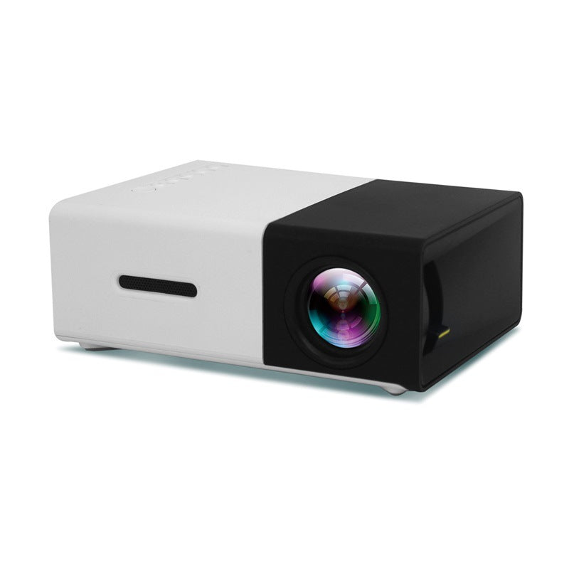 Portable LED projector showing HDMI and USB ports