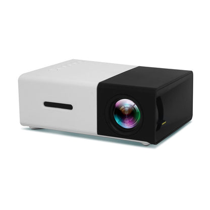 Portable LED projector showing HDMI and USB ports
