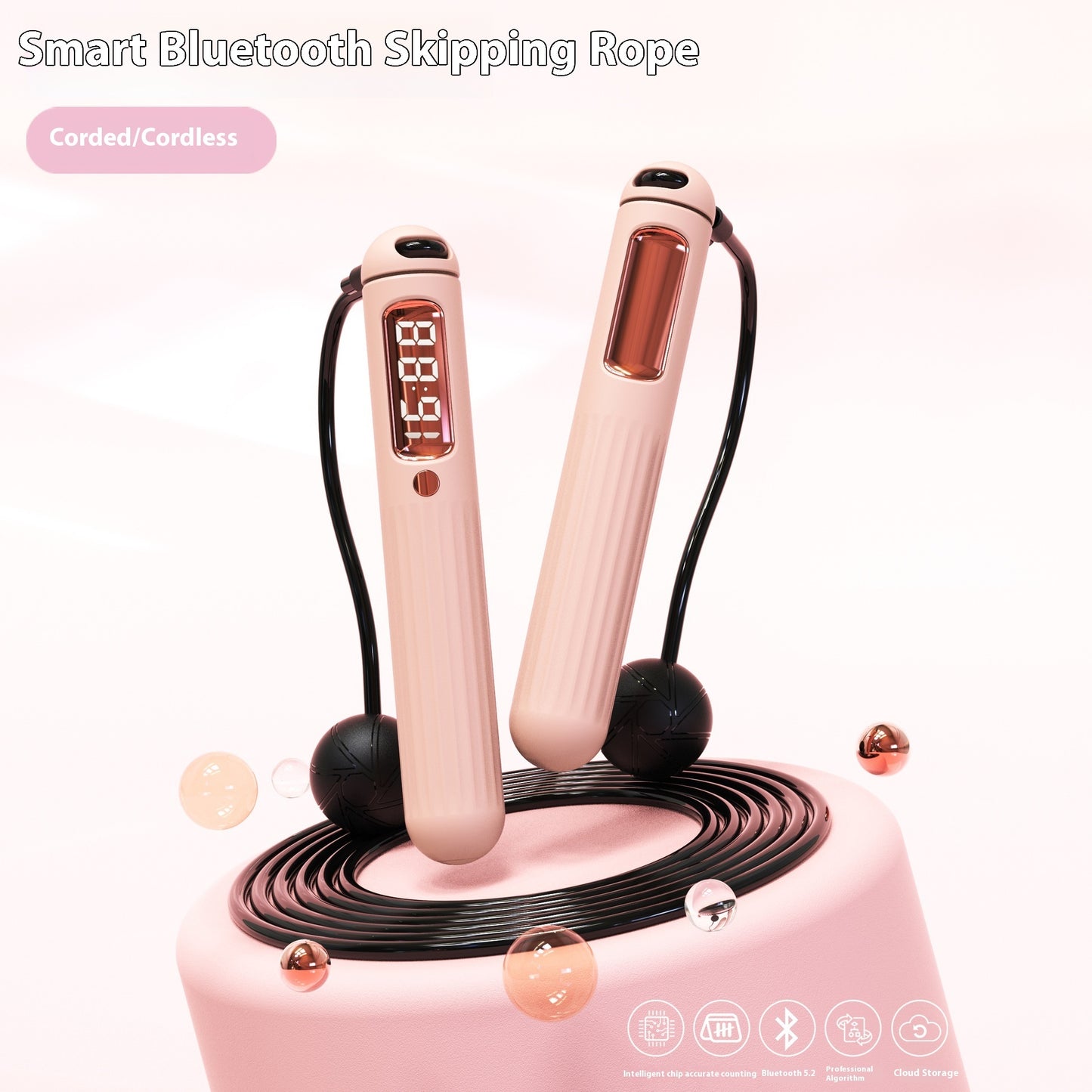 smart jump rope in use during home workout