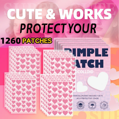 Invisible pimple patch beside skincare products on countertop