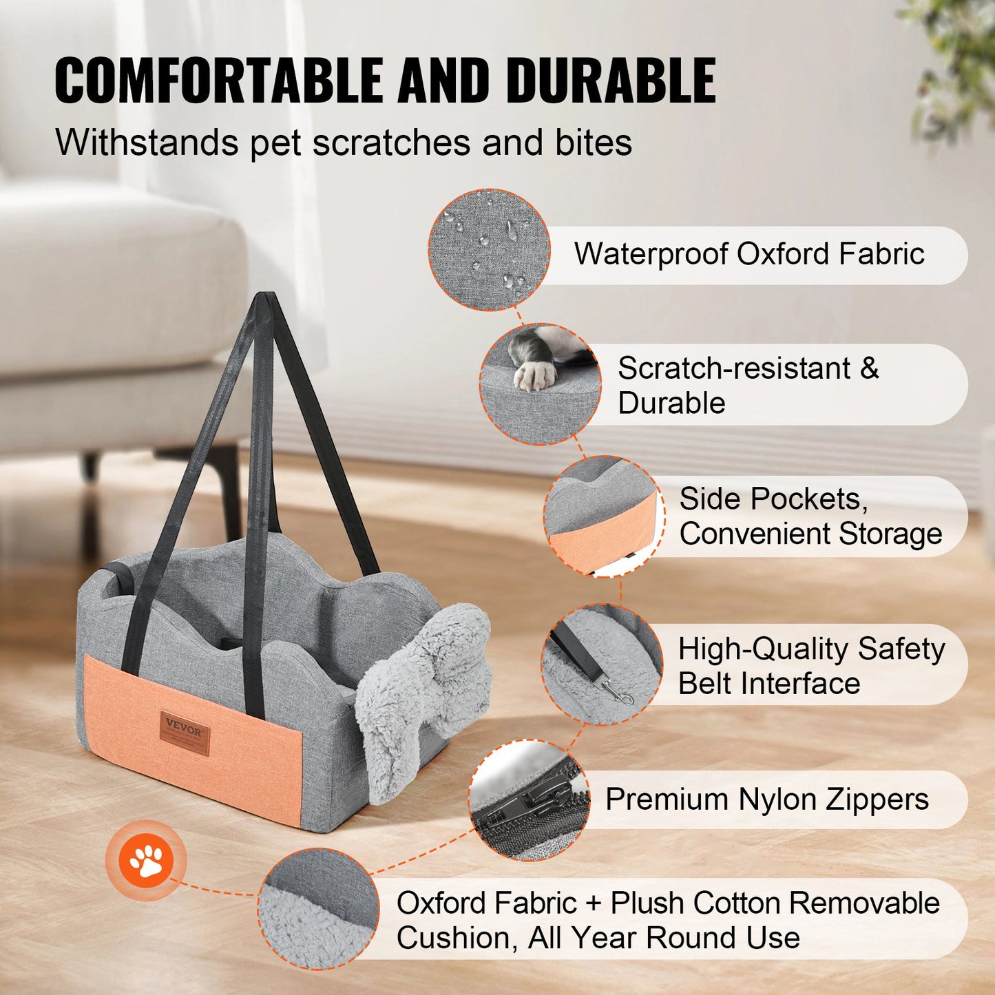 Center Console Dog Car Seat Dog Booster Car Seat For Small Dog 8 Lbs