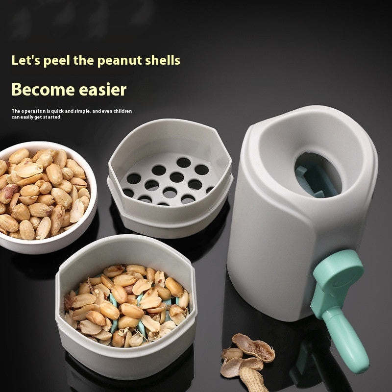 Automatic peanut sheller separating peanuts from shells