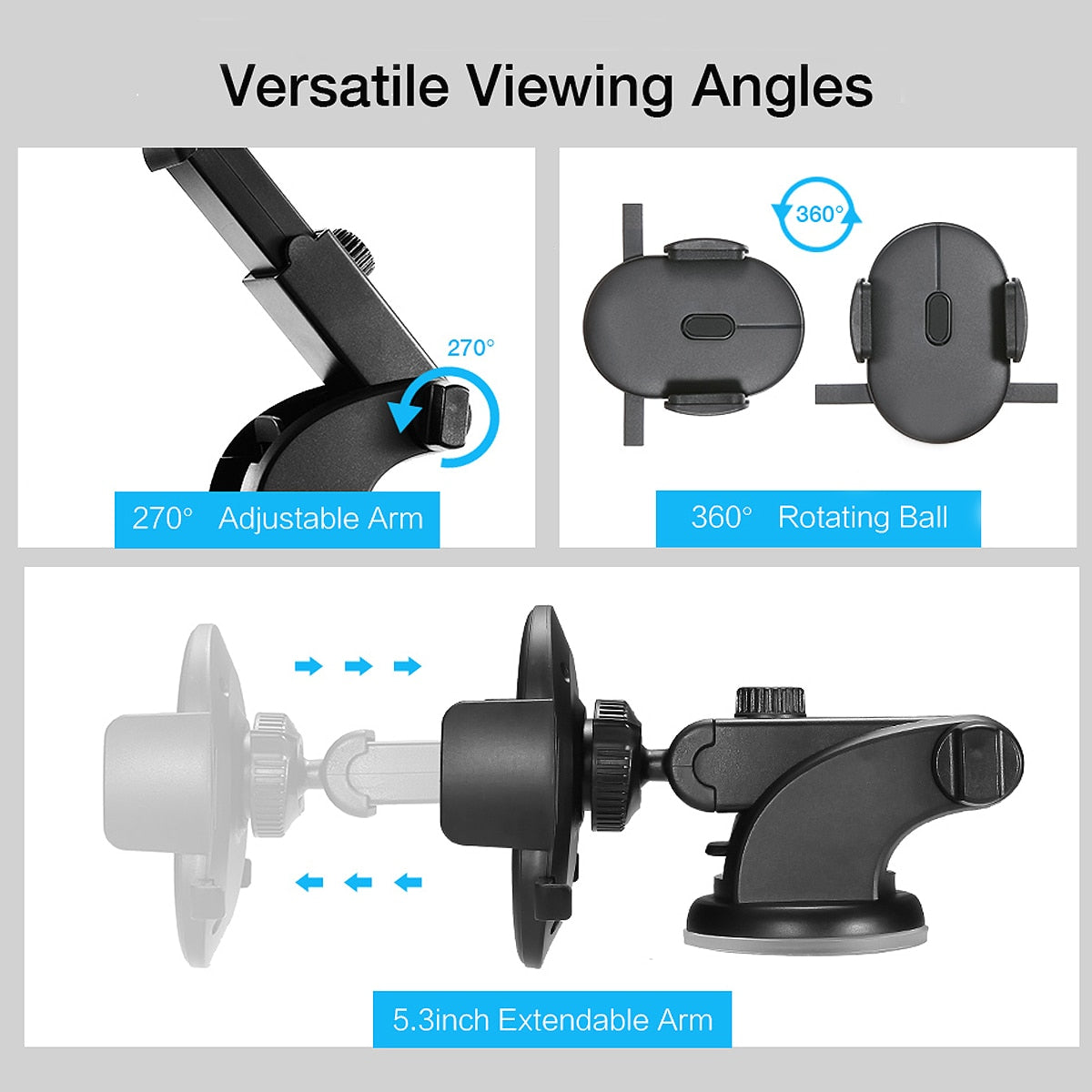 car phone holder telescopic dashboard suction mount