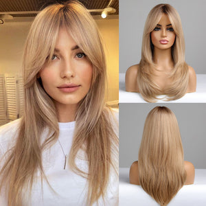 Long Straight Hair Wig with Side Bangs