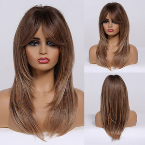 Long Straight Hair Wig with Side Bangs