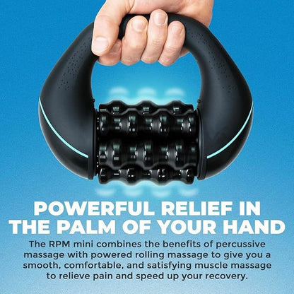 Percussive Roller Massager being used on leg muscles after exercise