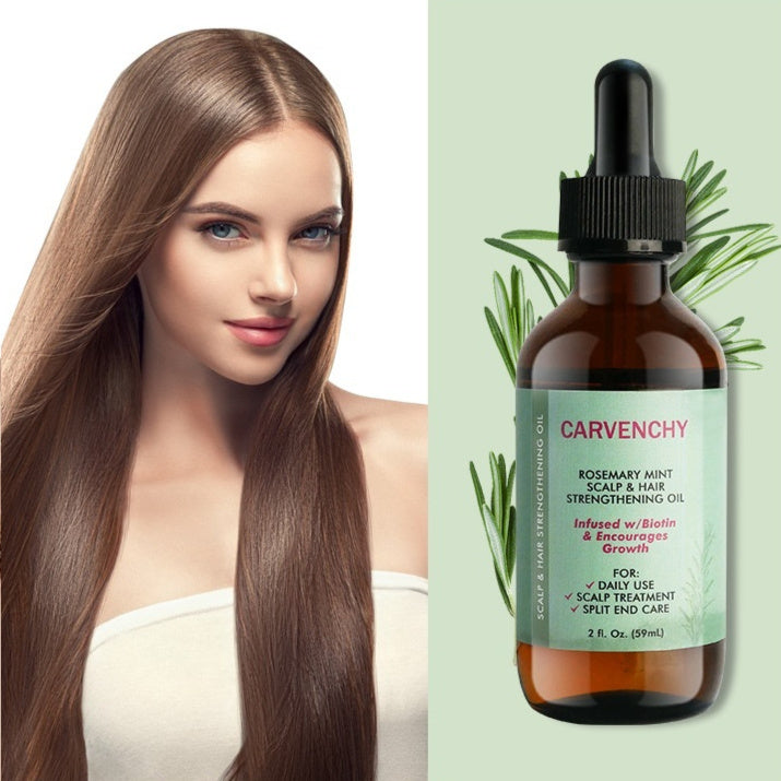 Hair care oil being applied during home hair treatment routine