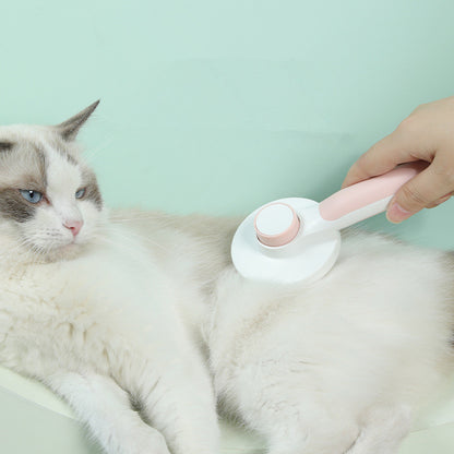 pet grooming brush in use on dog removing loose fur