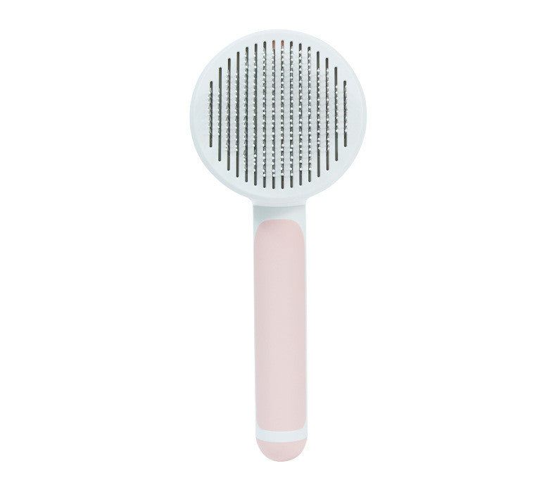 pet grooming brush in use on dog removing loose fur