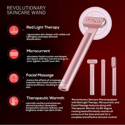 red light therapy wand in use on facial skin