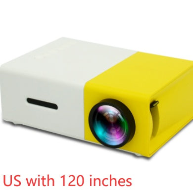 Portable LED projector showing HDMI and USB ports