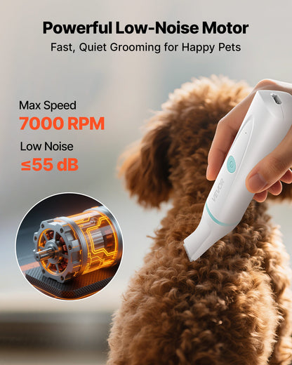 4-in-1 Dog Grooming Kit – Low Noise Cordless Clippers with 6 Combs, 4 Blades & Nail Grinder