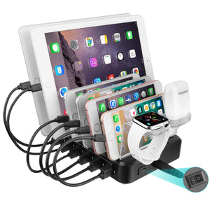 6-Port USB Smart Charging Station with Stand
