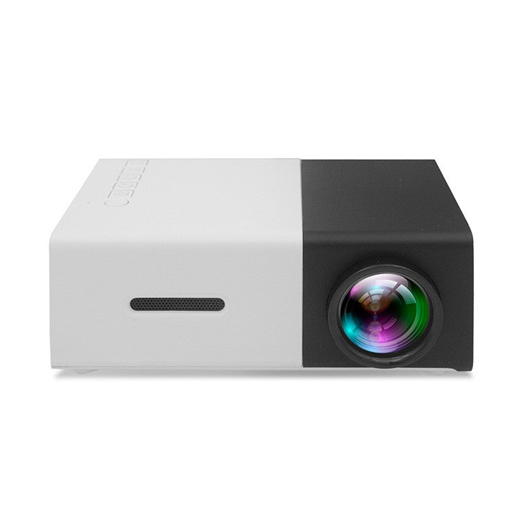 Portable LED projector showing HDMI and USB ports