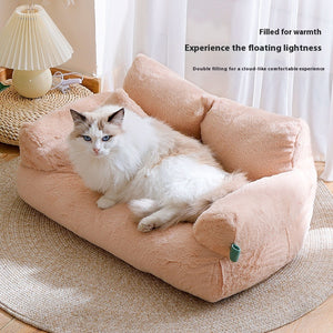Cozy Flannel Cat Sofa Bed
