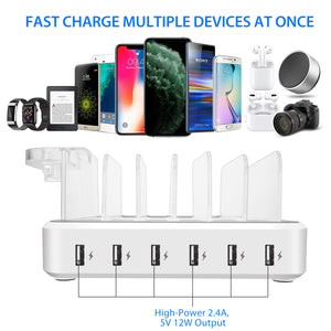 6-Port USB Smart Charging Station with Stand