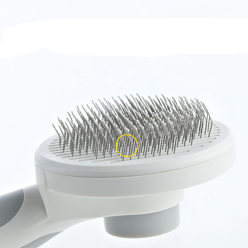 pet grooming brush in use on dog removing loose fur