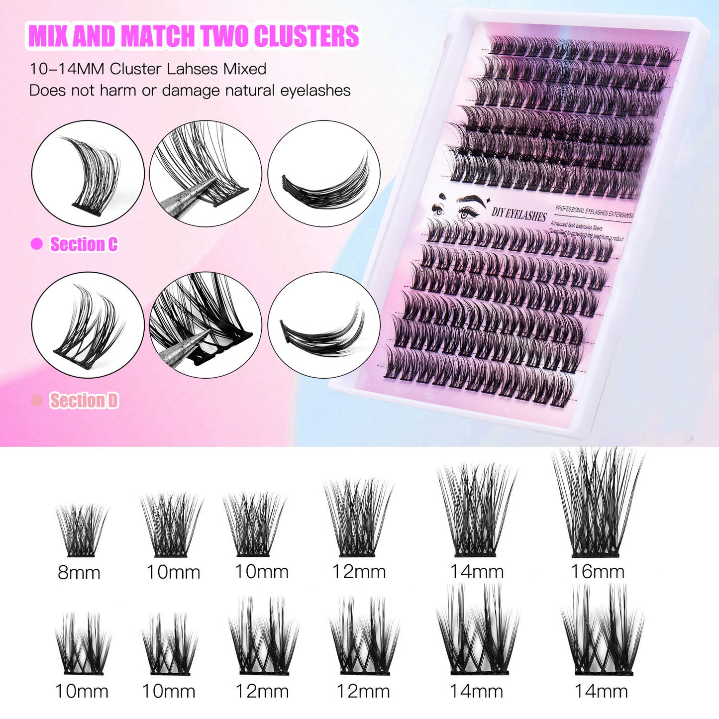 12 Rows Of 150 Segmented Lashes In Clusters
