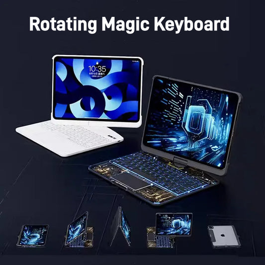 iPad keyboard case with 360 swivel screen rotation