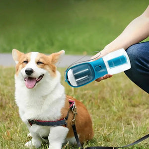 3-in-1 Portable Dog Water Bottle with Food & Waste Bag Storage