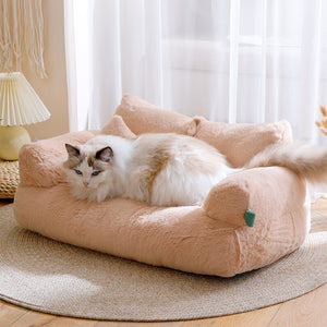 Cozy Flannel Cat Sofa Bed