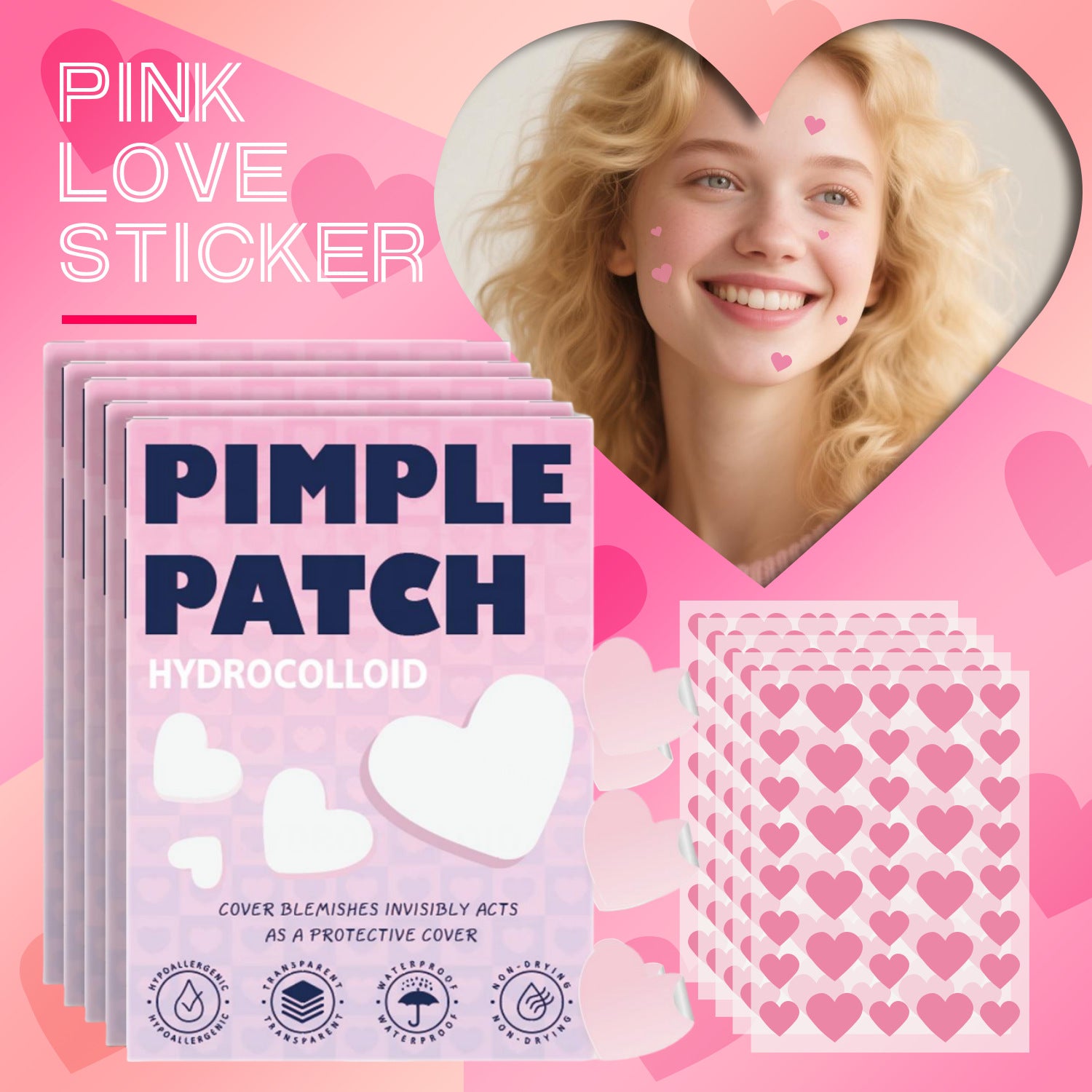 Pimple patch applied during daily facial skincare routine