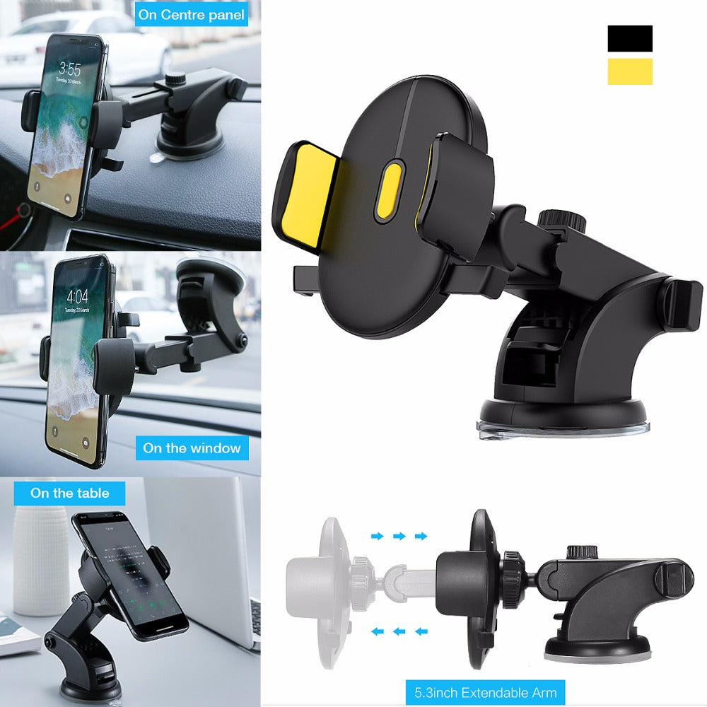 car phone holder telescopic dashboard suction mount