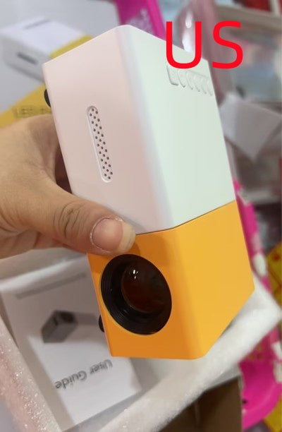 Portable LED projector showing HDMI and USB ports