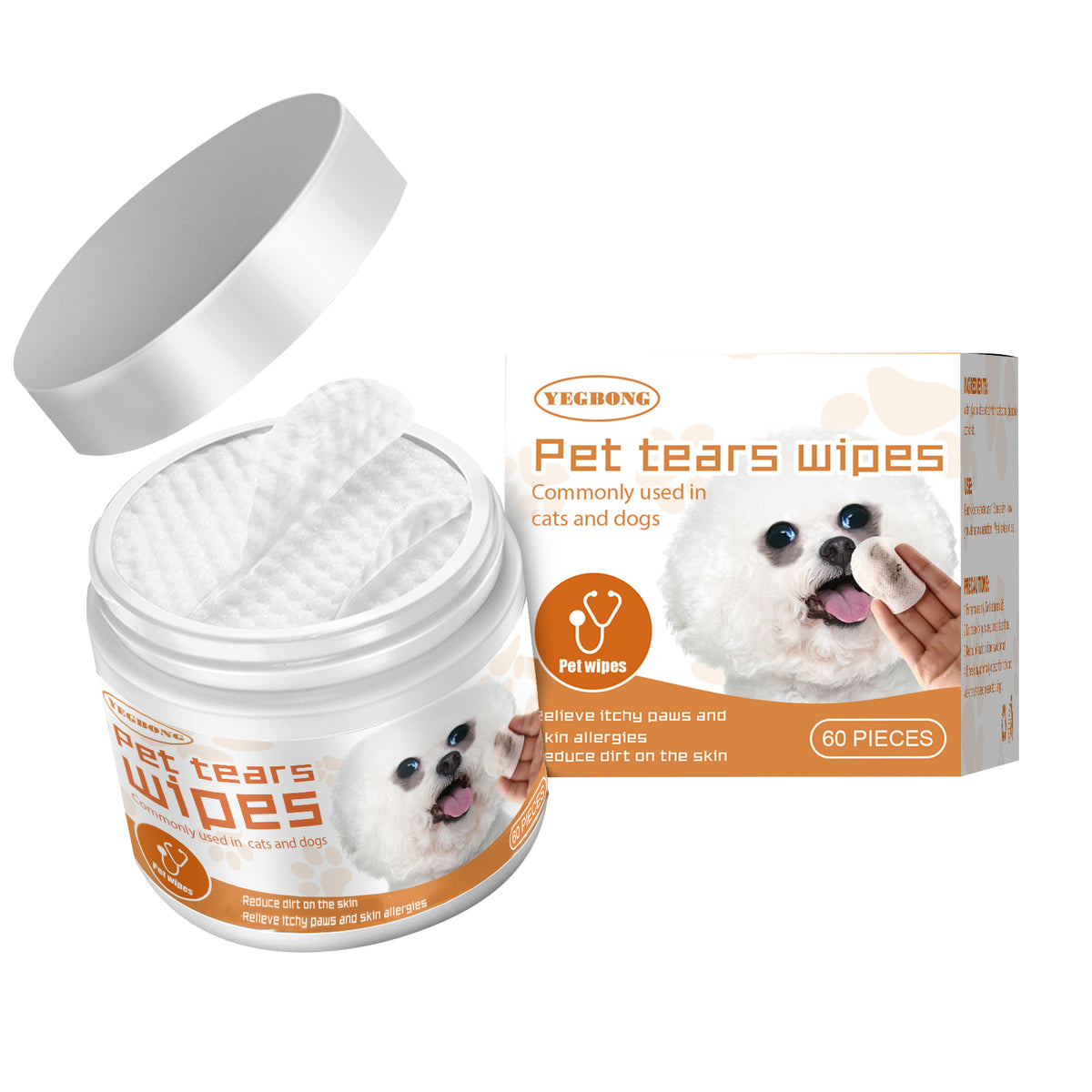 Pet eye wipes gentle tear stain remover pads