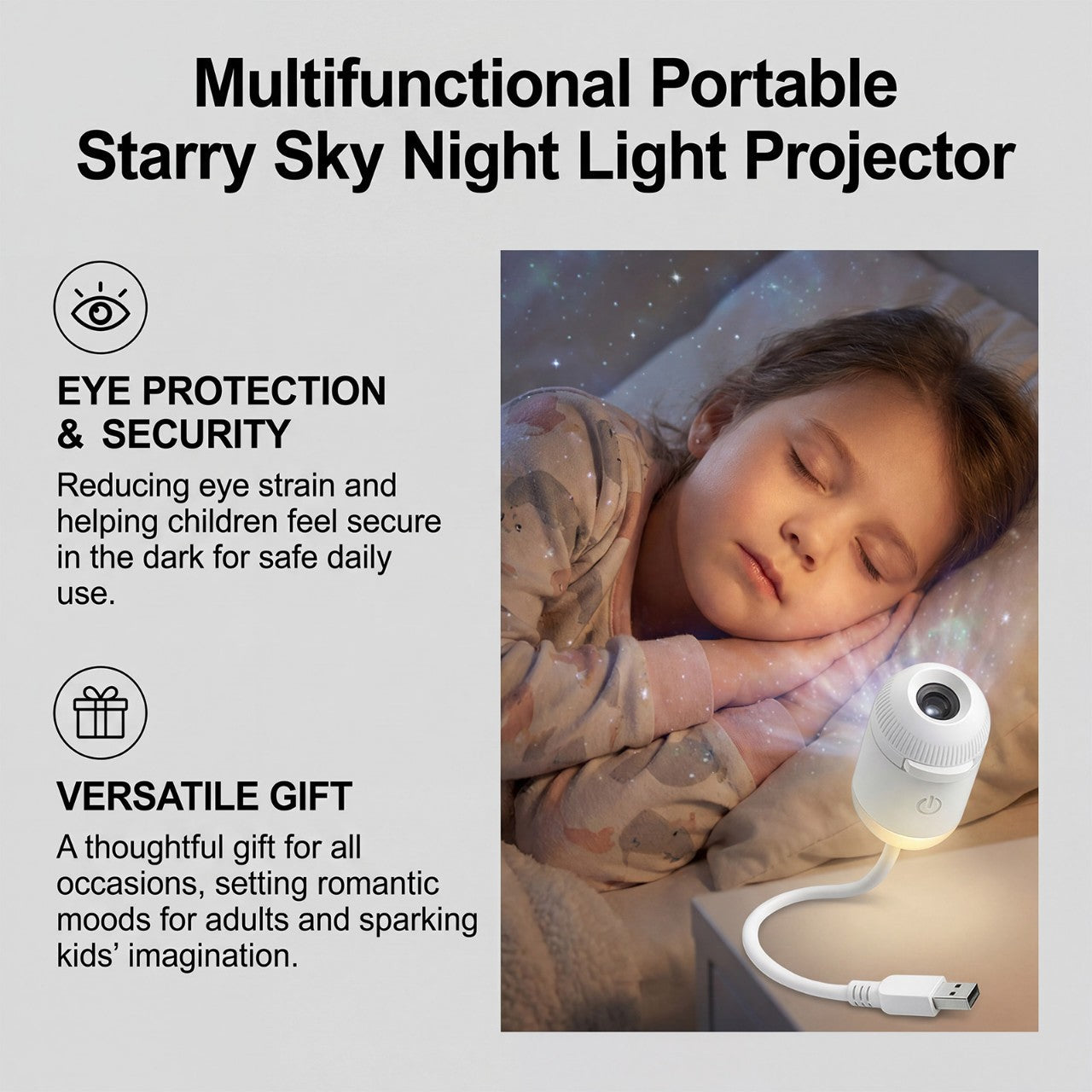 starry sky projector lighting up bedroom ceiling
