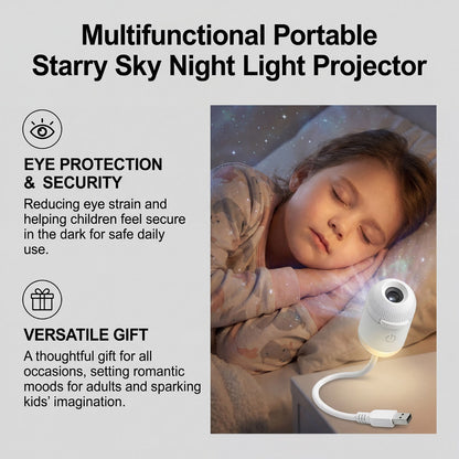 starry sky projector lighting up bedroom ceiling