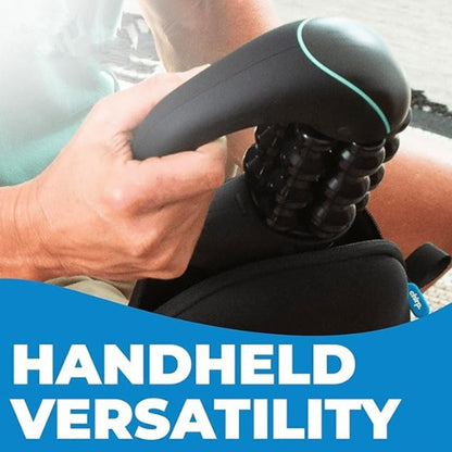 Percussive Roller Massager being used on leg muscles after exercise