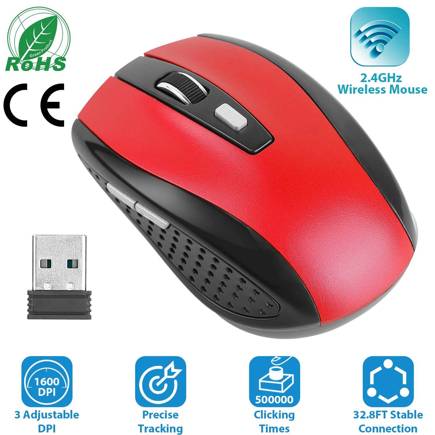 2.4G wireless gaming mouse ergonomic USB receiver