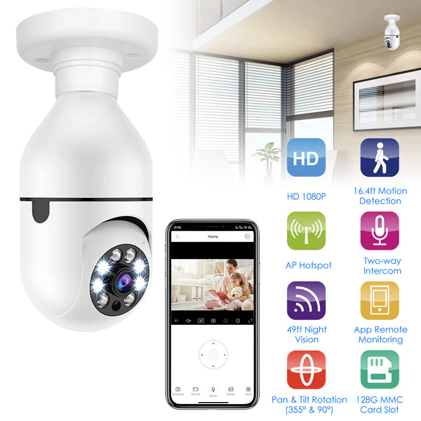 wifi bulb camera E27 1080P security surveillance device